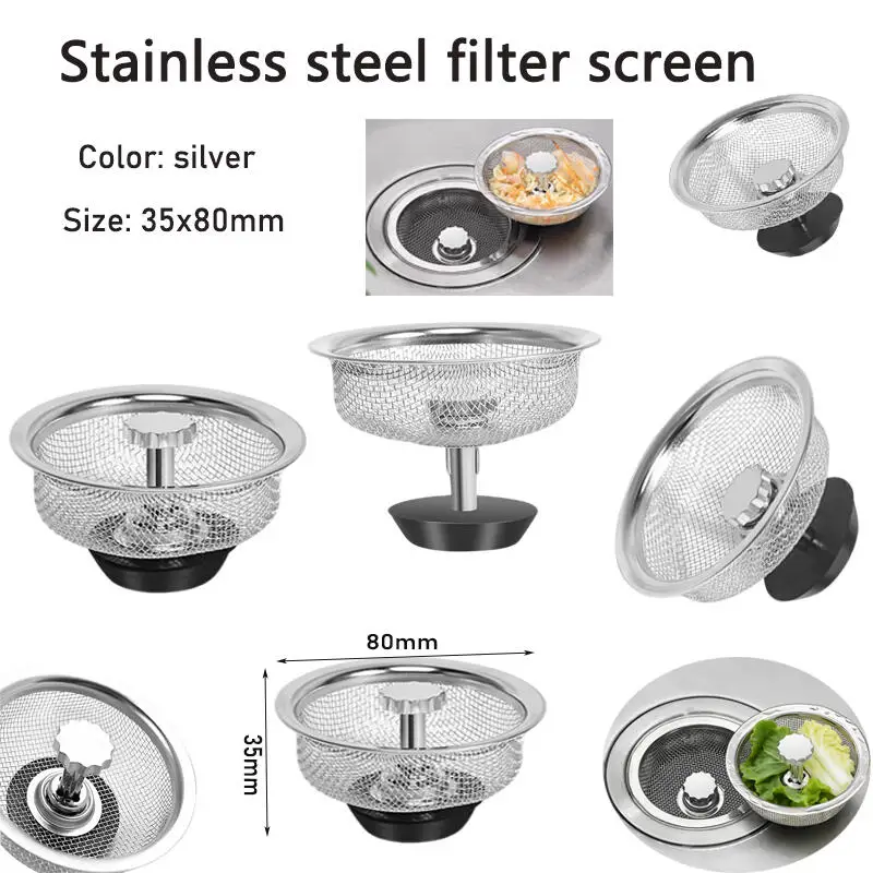 

Kitchen Sink Stainles Steel Filter Sewer Mesh Strainers Bathroom Sink Floor Drain Hair Waste Filter Drain Basket Hole Filter