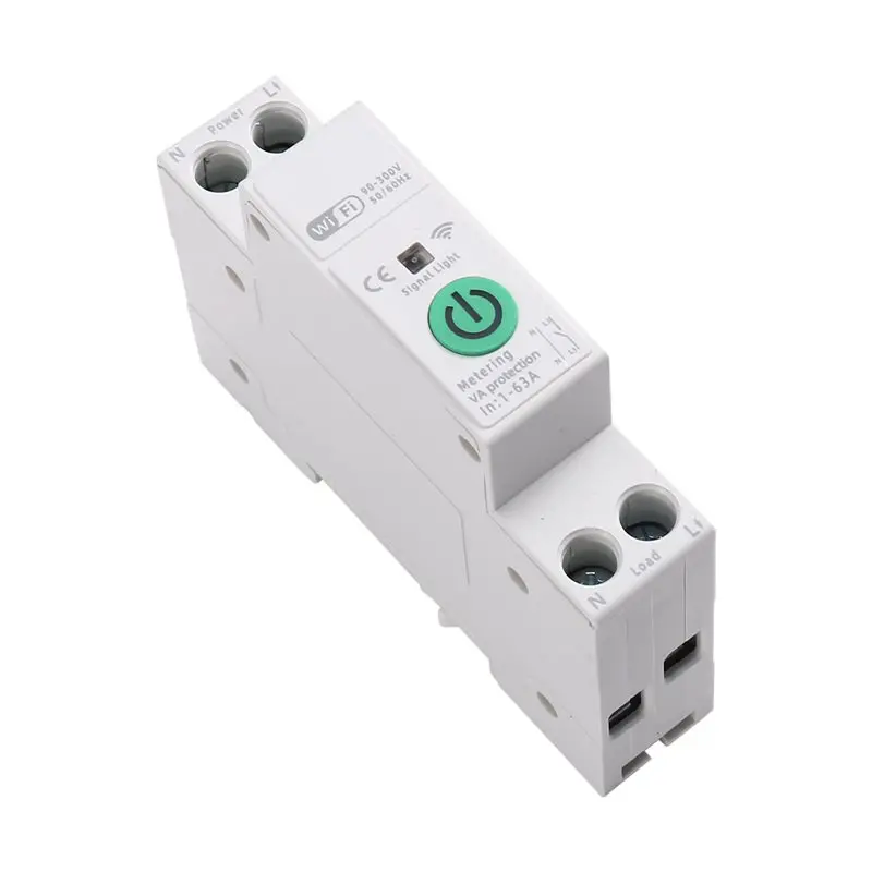ABMF-TUYA Wifi Smart Switch Energy Meter 63A 1P+ N Kwh Measurement Monitoring Circuit Breaker Timer Relay Overload Protection MC