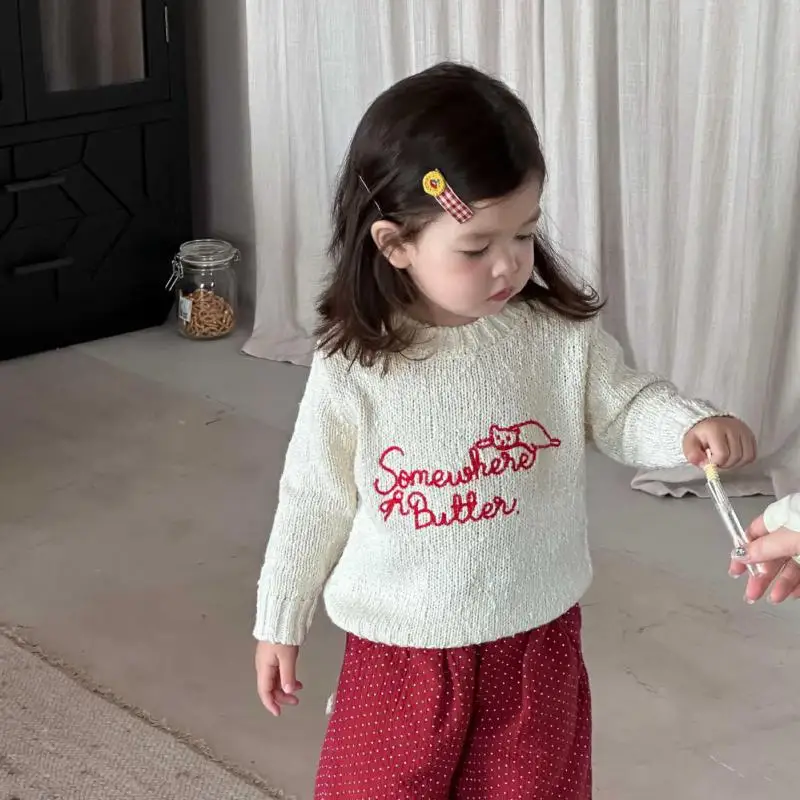 2025 Autumn New Baby Long Sleeve Sweater Infant Letter Print Knitted Pullover Cotton Kids Girls Casual Sweater Toddler Clothes