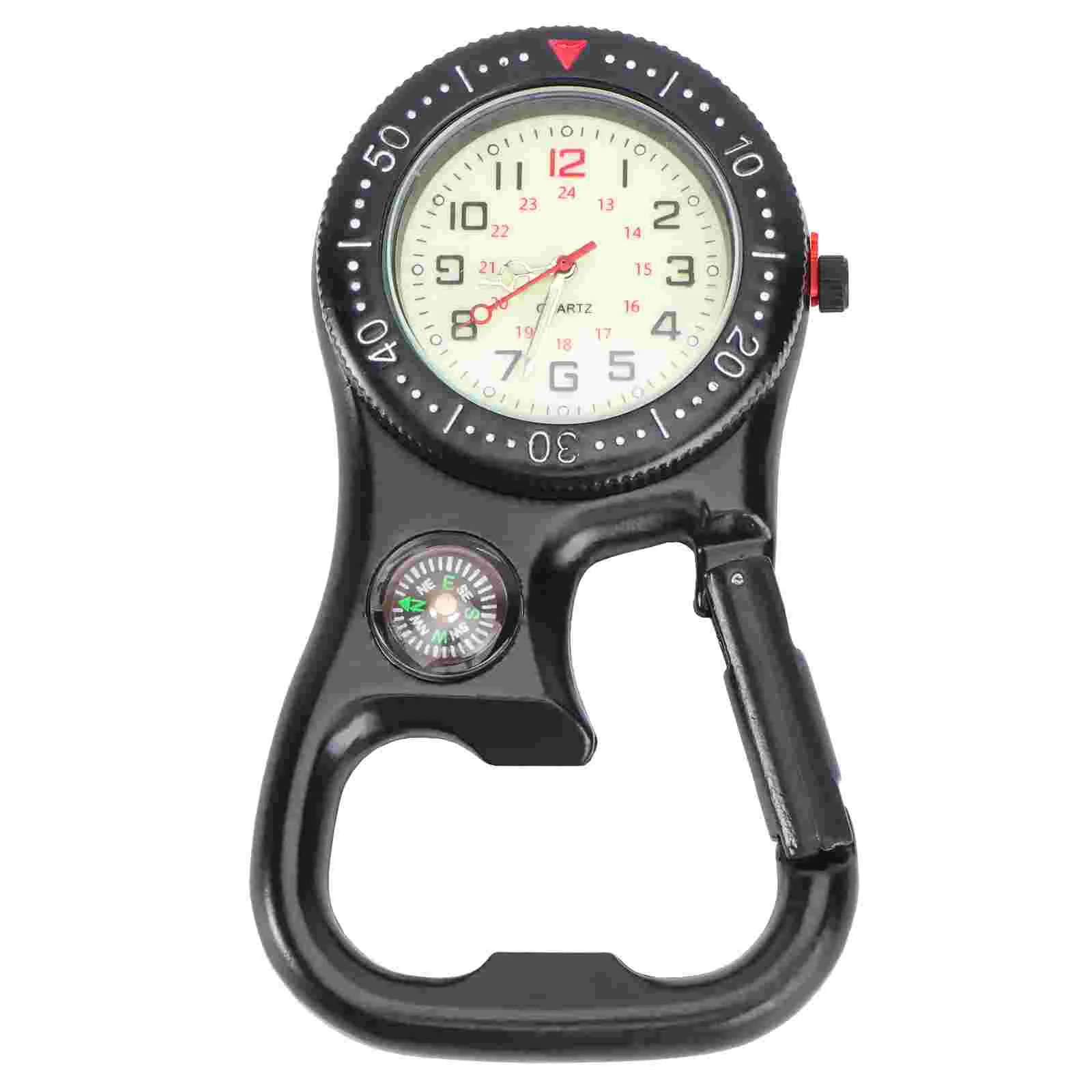 Mens Digital Watches Compass Backpacker Bottle Opener Luminous Carabiner Night Light