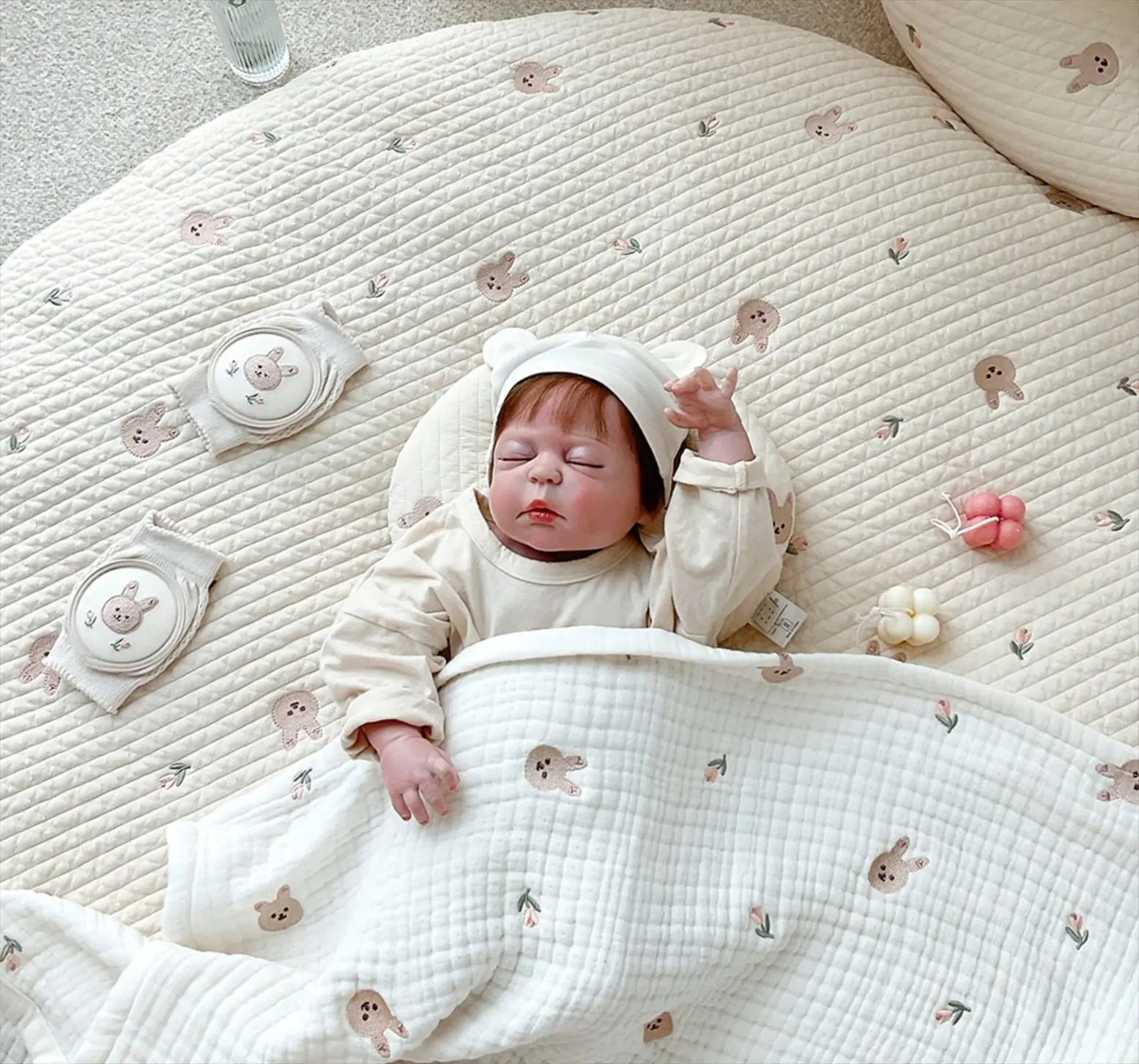 Alfombrilla de dibujos animados nórdicos INS para niños, alfombra de juego para bebés, alfombra redonda súper suave, accesorios de fotografía para recién nacidos, alfombra para sala de estar