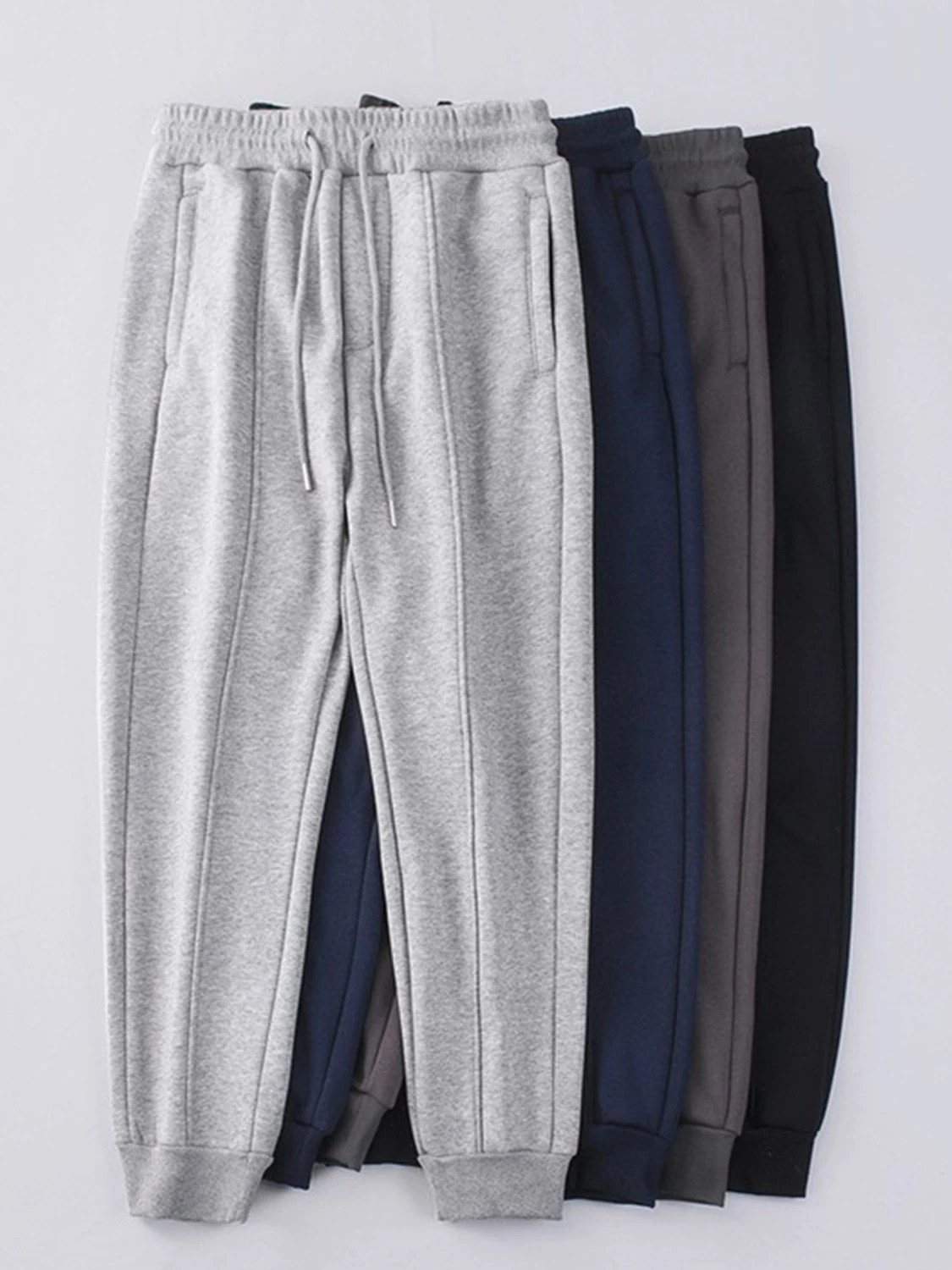 Men's Winter Thiened Fce Lined Casual Pants Zipper ket Loose Fit Youth Active Sle Autumn Winter Vintage Loose Cargo