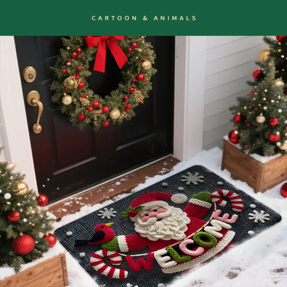 

Рождественский напольный коврик, износостойкий дверной коврик Санта-Клауса, Рождественский коврик для приветствия, высокое качество для детской комнаты, ванной комнаты, спальни