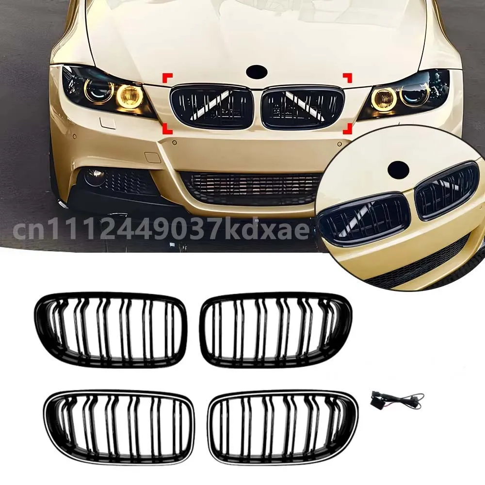 

For 2009-2012 BMW 3 Series E90 E91 318i 320i 325i 330i 335i LCI LED With Lights Middle Grille With Double Bars Sport Grille