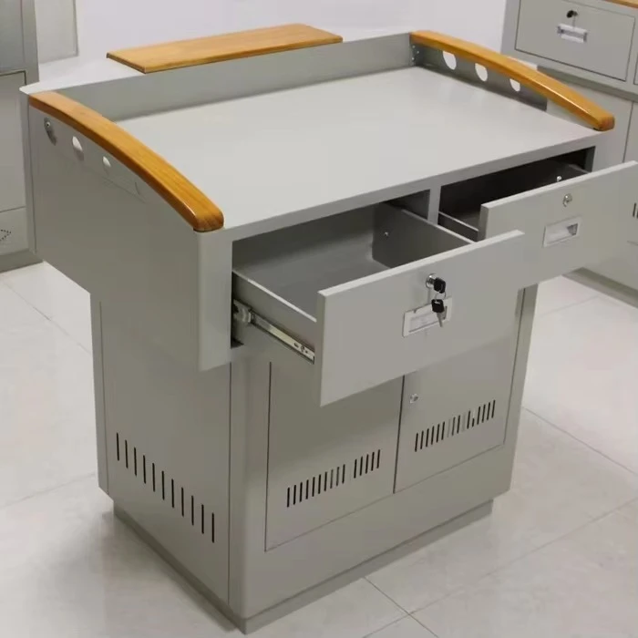 Customizable multifunctional steel-wood podium  school set for teacher lectures and multimedia presentations