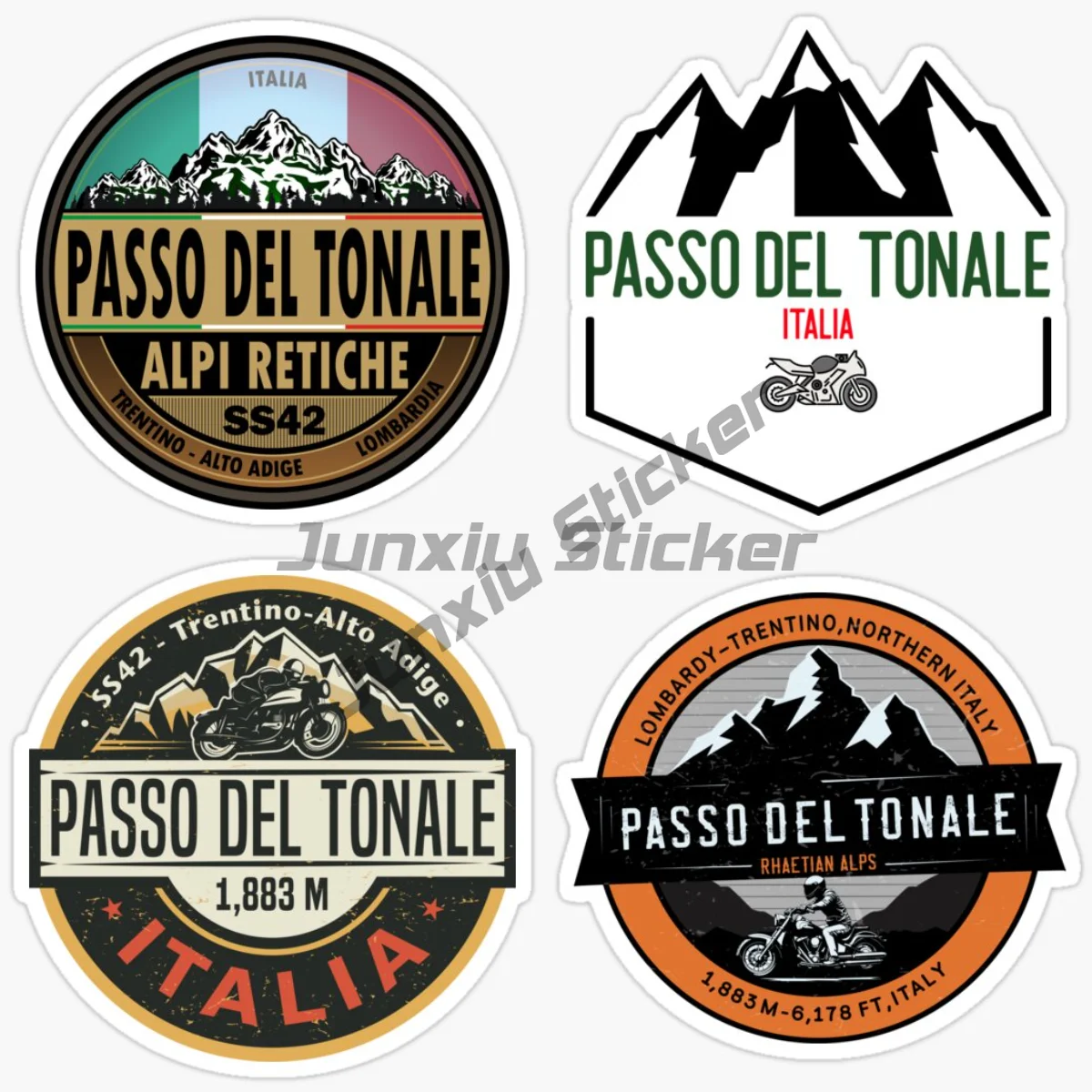 FRANÇA PASSO DEL TONALE SAN PELLEGRINO Adesivo para capacetes de motocicleta, decoração para carros e laptops, viagem de moto