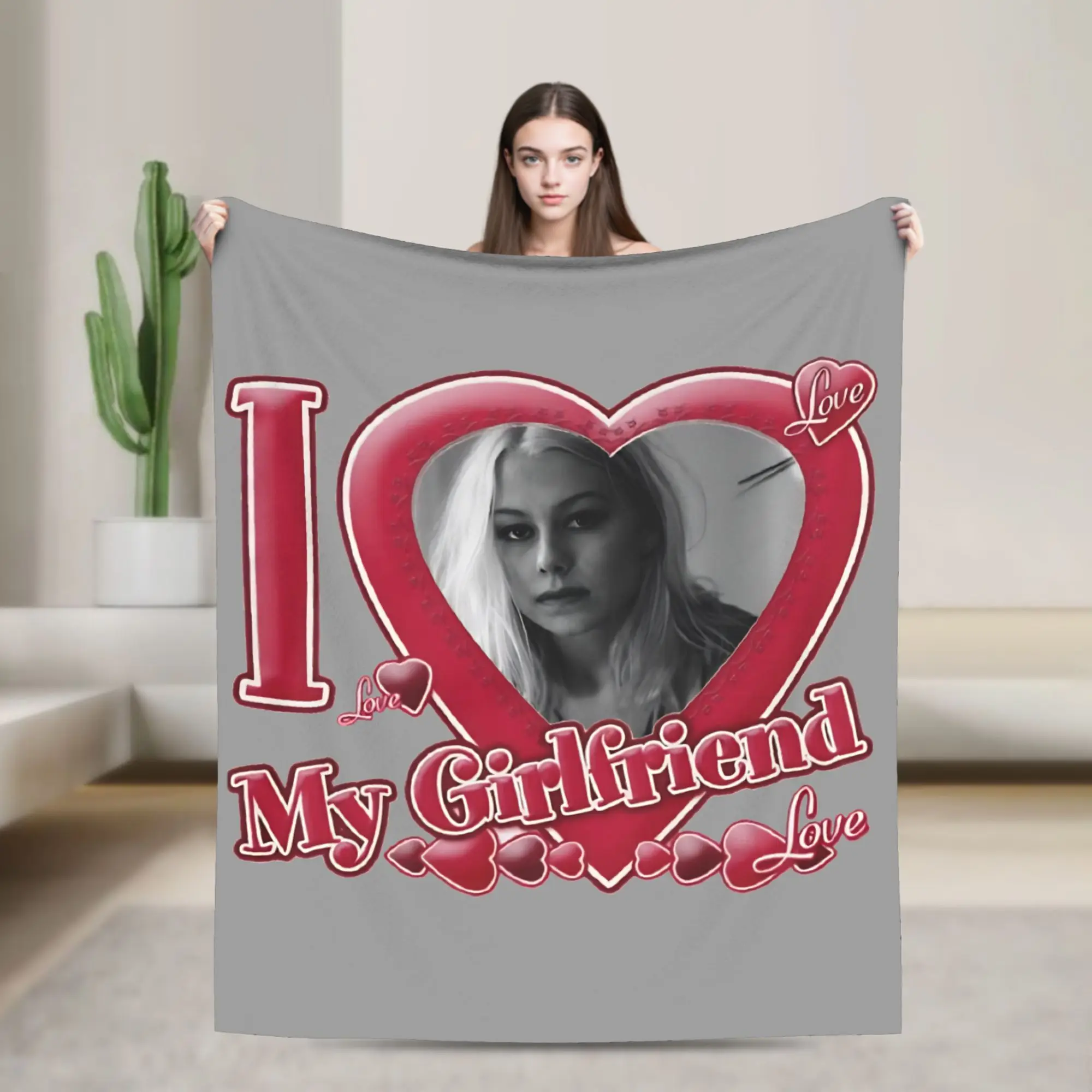 Phoebes Bridgerse Fleece Blankets I Love My Girlfriend Awesome Throw Blanket for Bed Sofa Couch 200x150cm Quilt