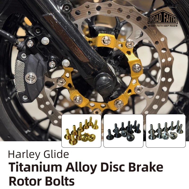 Motorcycle Titanium Alloy Disc Brake Rotor Bolts Front Brake Rotor Bolts Set for Harley 2014-up Touring Road Glide/Street Glide