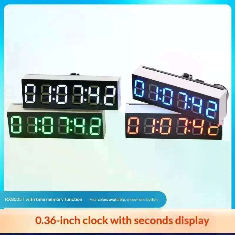 

0.36"inch 6-digit Clock LED Digital Electronic Clock W Second Display Time Format 12/24hour Power Off Memory DIY DC 5V 12V CAR