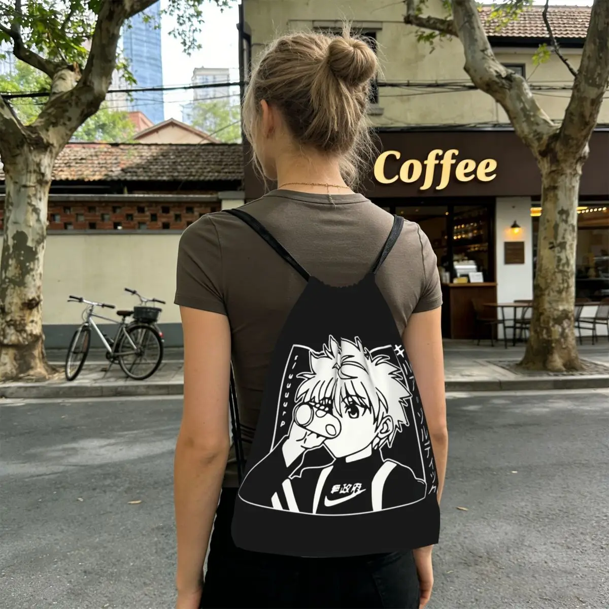 

Killua Zoldyck Anime Hunter X Hunter Backpacks Casual Drawstring Bundle Pocket Storage Bag Book Bags for Man Woman School