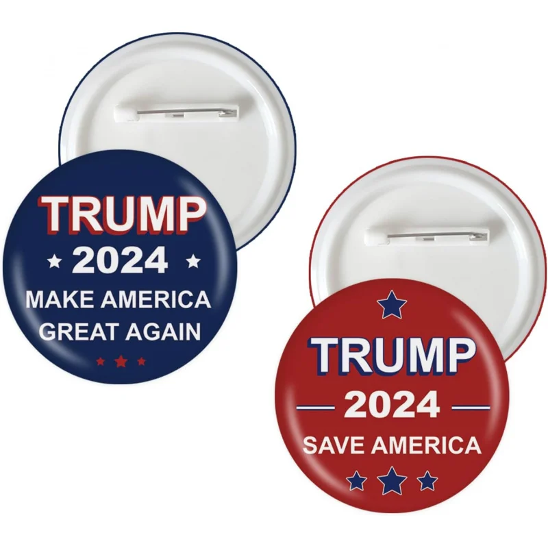 Two presidential election badges, Trump 2024 colorful brooch, make America great again, themed party decorations