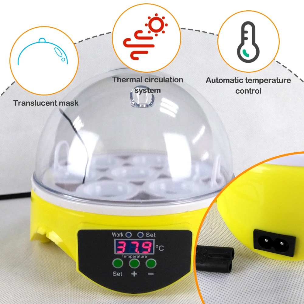 7 Eggs Automatic Egg Incubator Brooder 110/220V Poultry Incubator with Digital Intelligent Temperature Control Heating Equipment