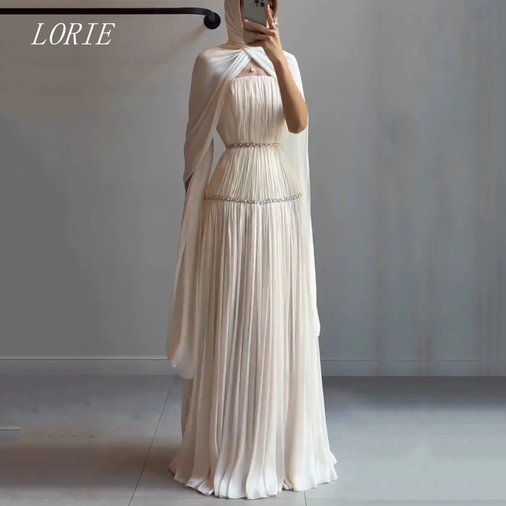 LORIE Luxury A Line Civil Wedding Dress Strapless Bridal Dresses Beading Waist Cinching Engagement Wedding Gown Customized 2026