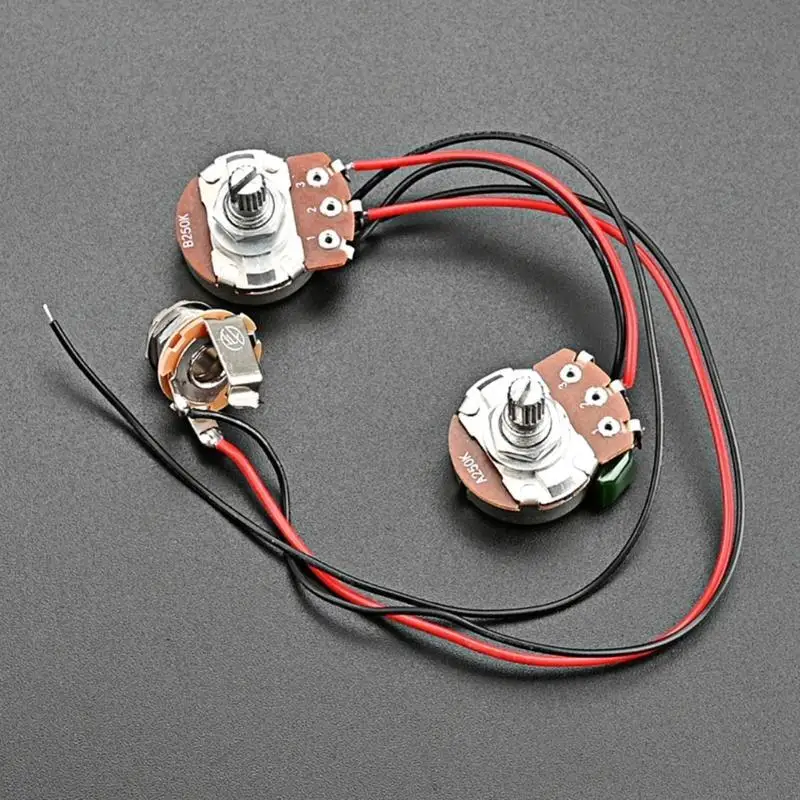 Práctico Conjunto Arnés Cableado para Bajo, Arnés Precableado para Guitarra 250K 1V1T, Arnés Cableado con Conector, Piezas Precableadas para Bajo y Guitarra