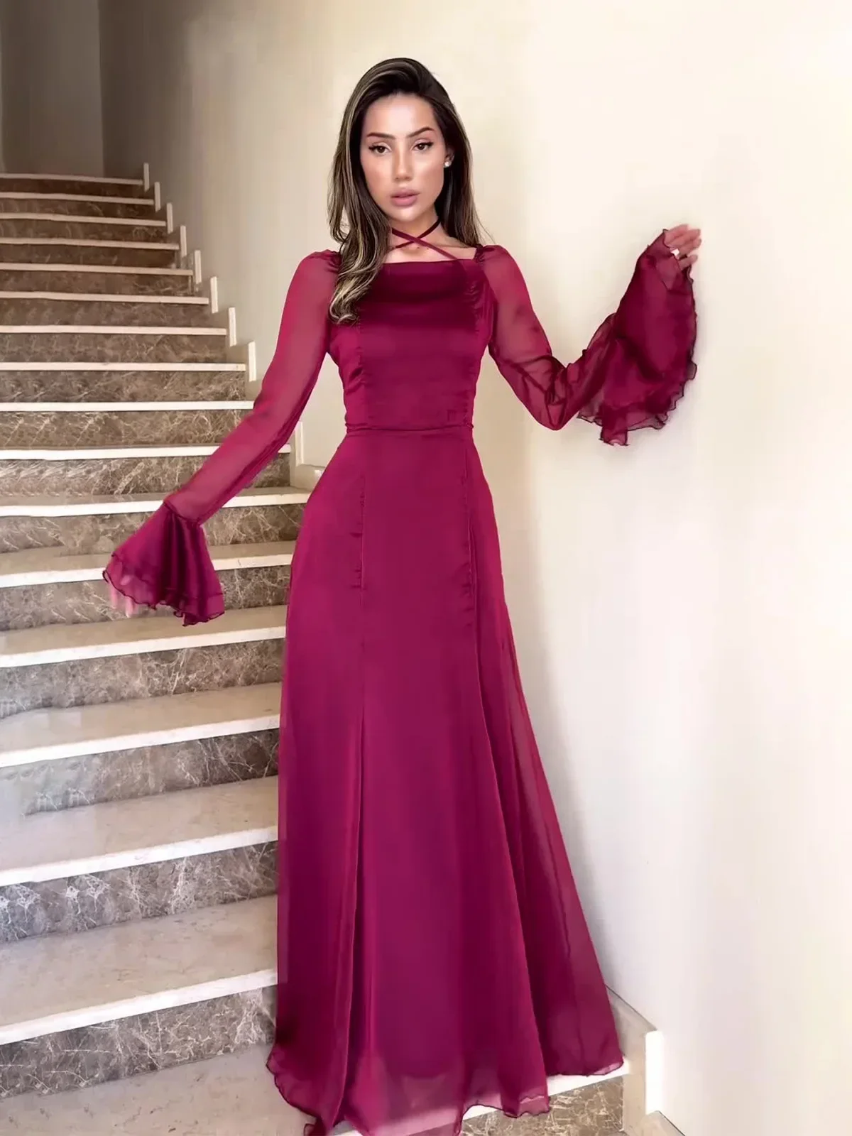 

Ид мусульманское шифоновое платье с рукавами-бабочками Абая для женщин Джалабия Кафтан Ислам Vestidos арабский длинный халат Рамадан Марокко Дубай