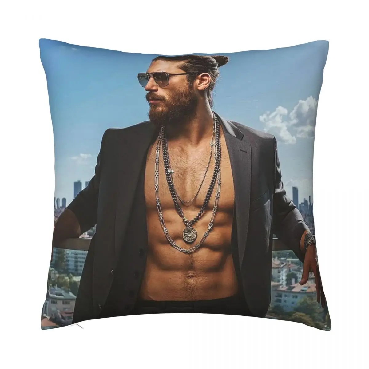 Can Yaman Actor Pillowcase Soft Polyester Cushion Cover Decorations Abdominal Muscles Pillow Case Cover Bed Zippered 45*45cm