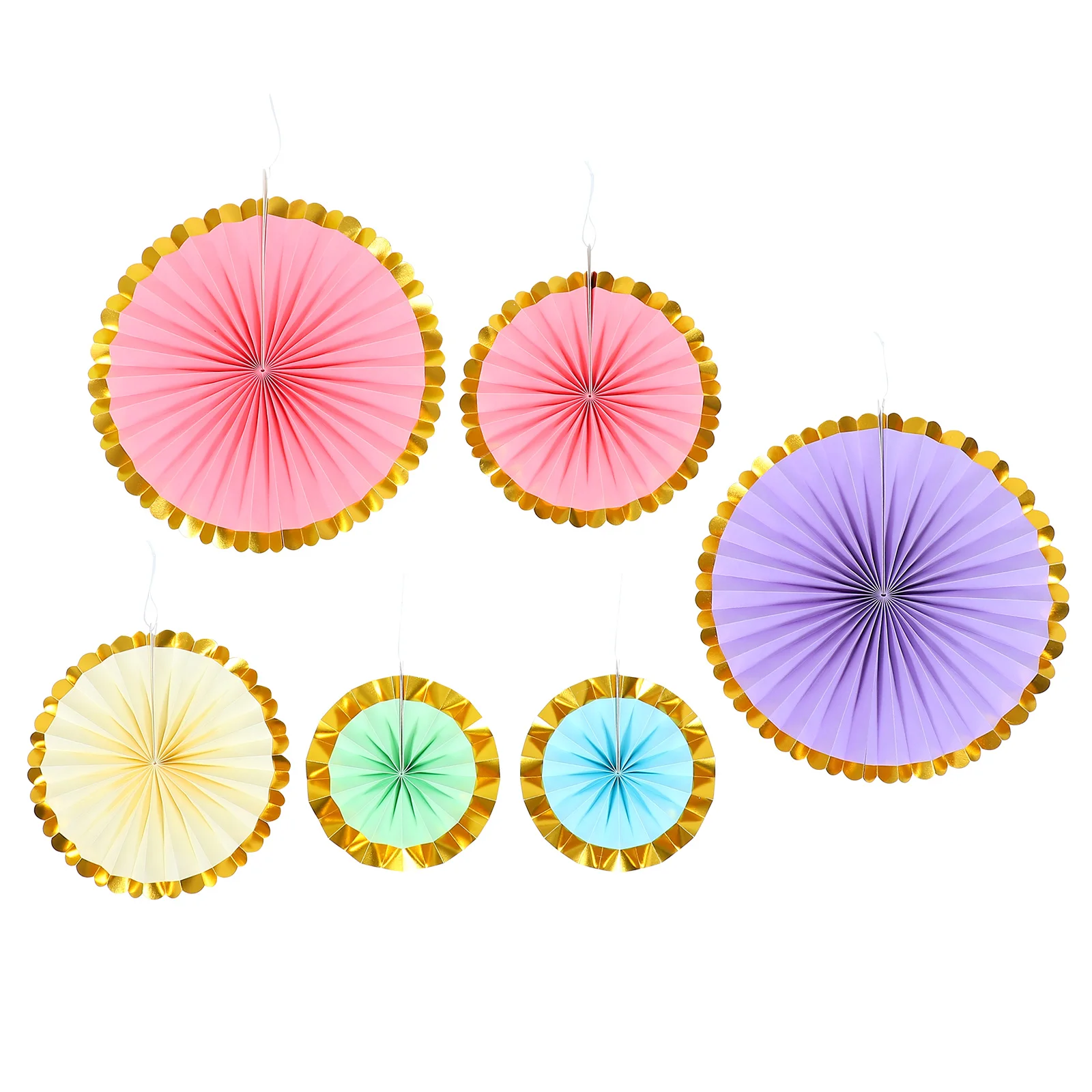 

6 Pcs Paper Fan Flower Decoration Party Fans Adornments Wedding Supplies Hanging Craft Christmas Pendant