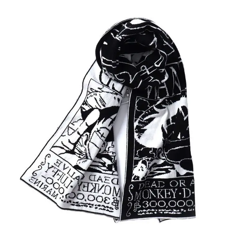 

New One Piece Luffy Scarf Winter Cartoon Japanese Style Scarf Two Dimensions Luffy Scarf Anime Birthday Gift Christmas Gift Toy