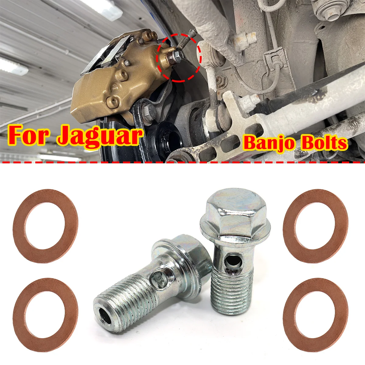 

Caliper Hose Lines Banjo Fittings Bolts For Jaguar XF X250 X-Type X400 2003-2010 Copper Sealing Crush Washers Repair Kit Replace