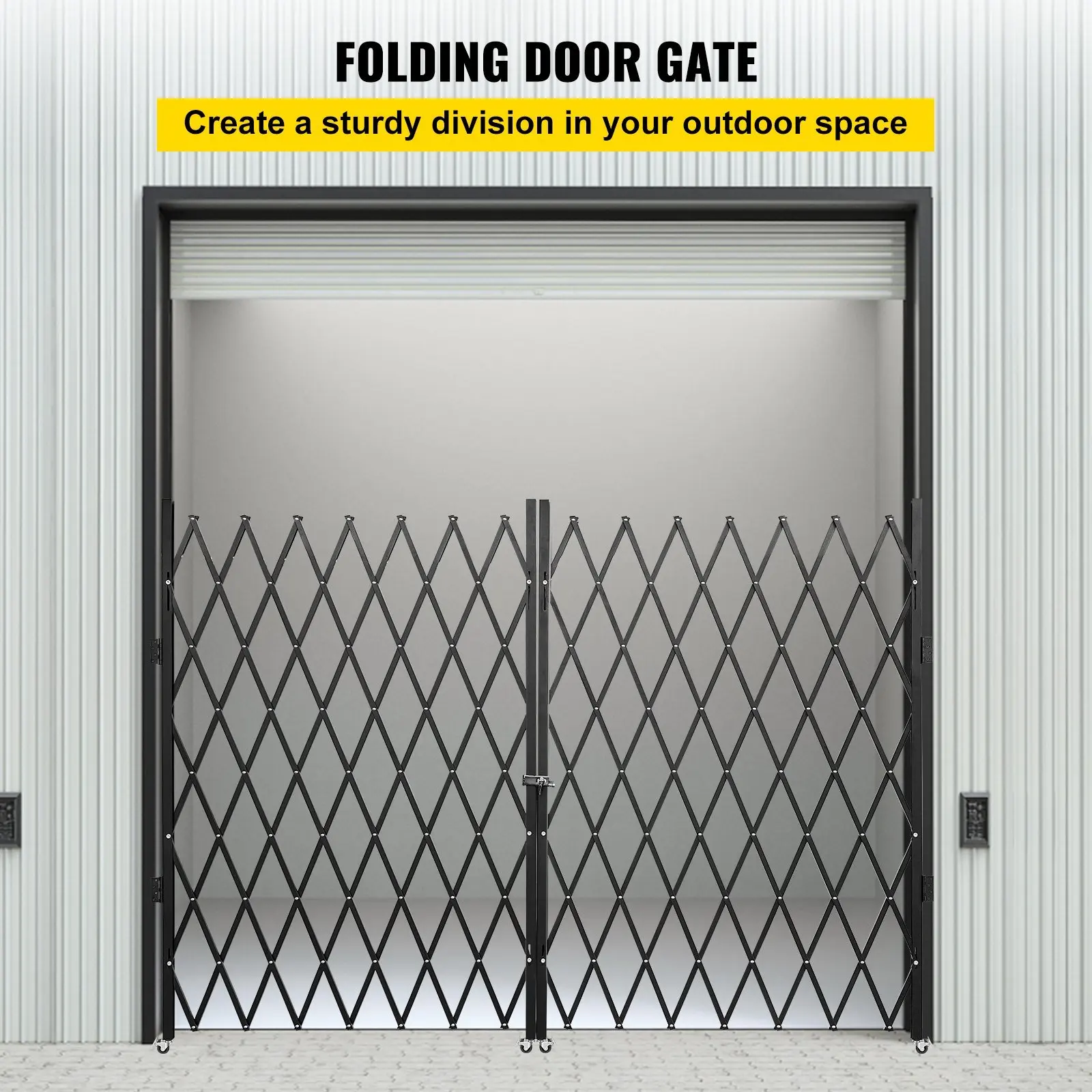 VEVOR Double Folding Security Gate, 5.1' H x 10.2' W Folding Door Gate, Steel Accordion Security Gate, Flexible Expanding Securi