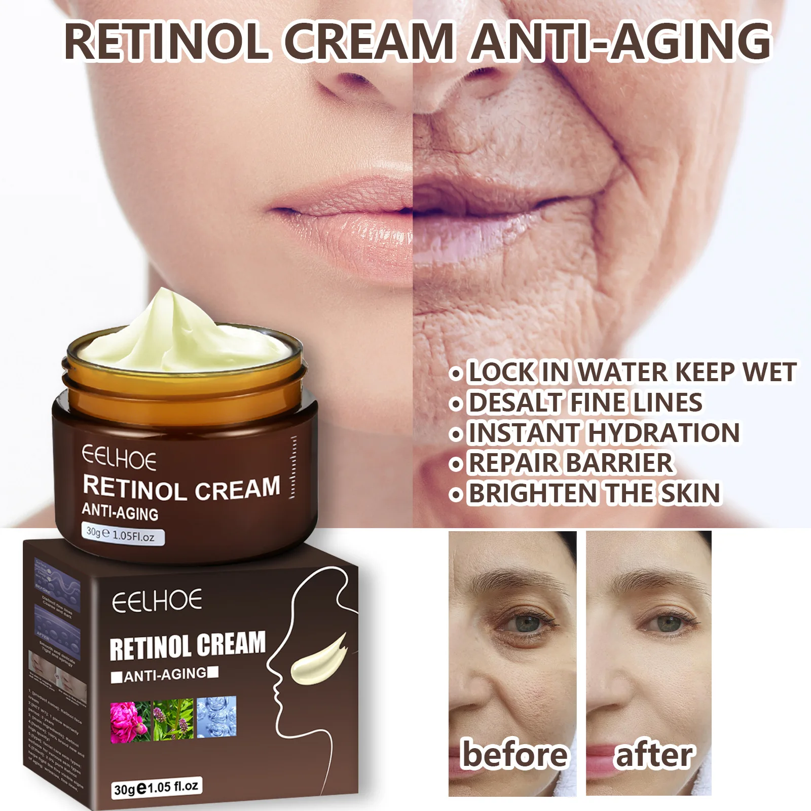 

Retinol Wrinkle Remove Facial Cream Whitening Anti Aging Dark Spots Remover Face Beauty Lifting Firming Skin Lightening Lotion