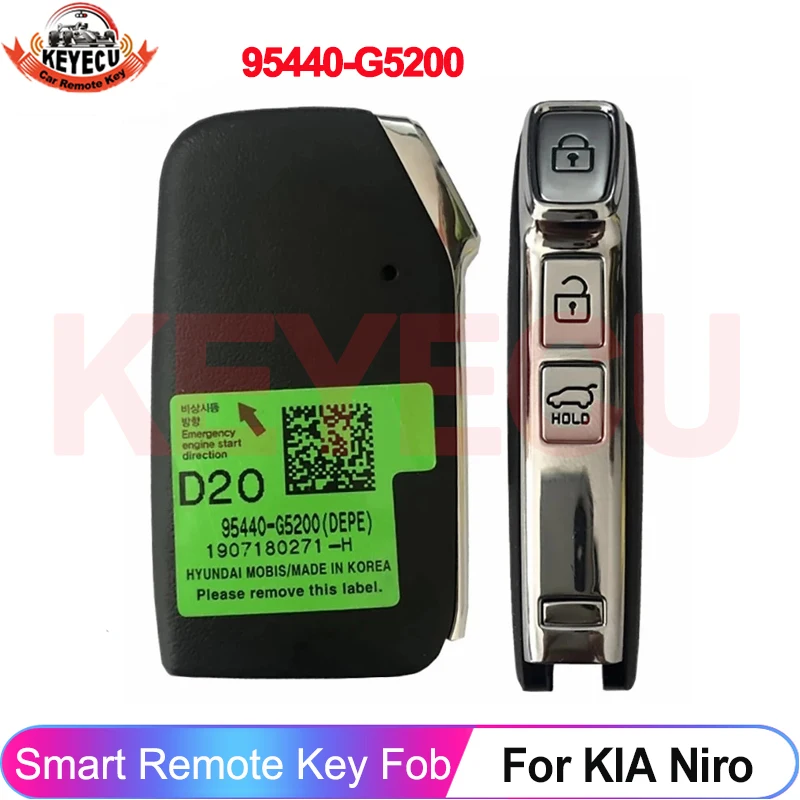 

Keyless Go 95440-G5200 для KIA Niro 2019 2020 2021 Smart Key FCC ID: FOB-4F23 Новый пульт дистанционного управления 95440-G5010 433 МГц ID47 Чип