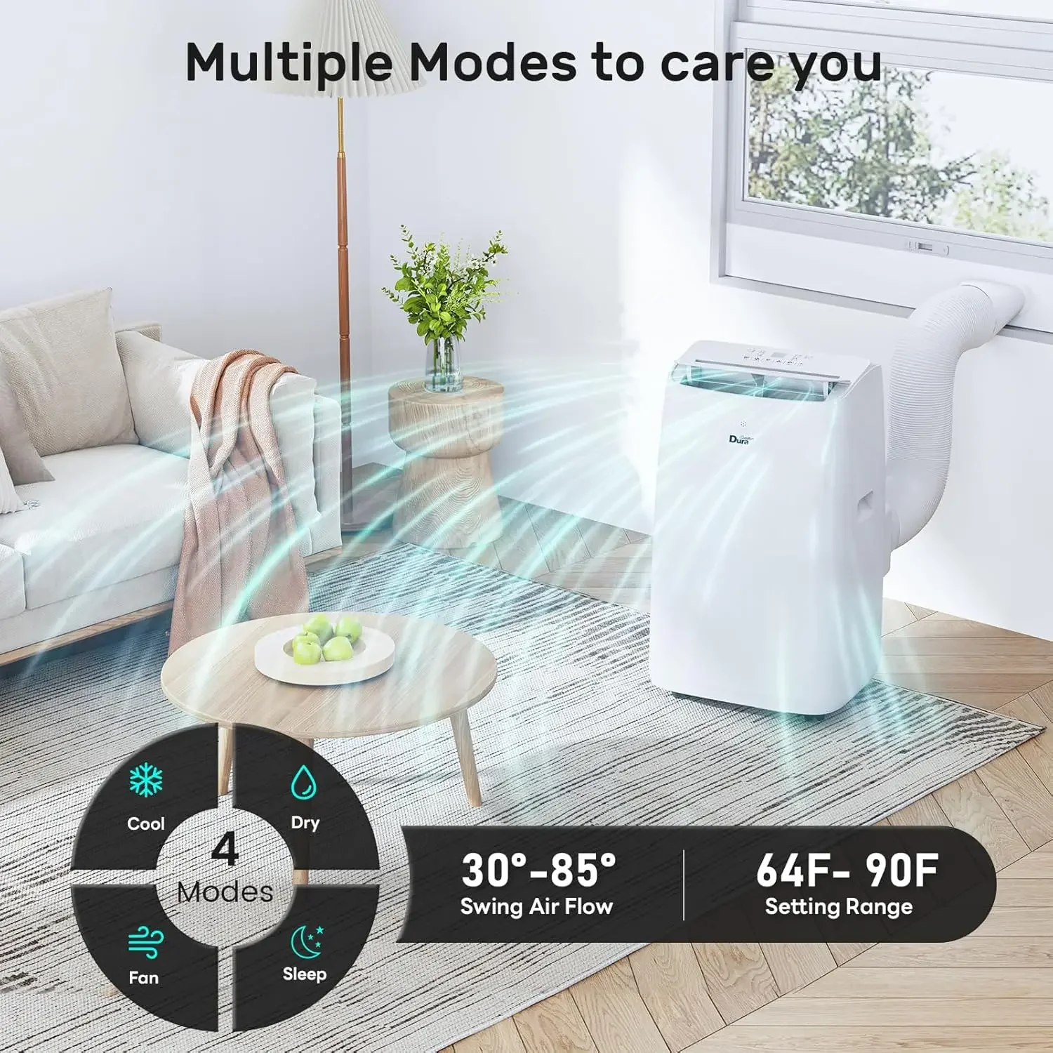 Ar condicionado, (14,000 BTU ASHRAE) SACC de 10.000 BTU refresca até 450 pés quadrados, branco