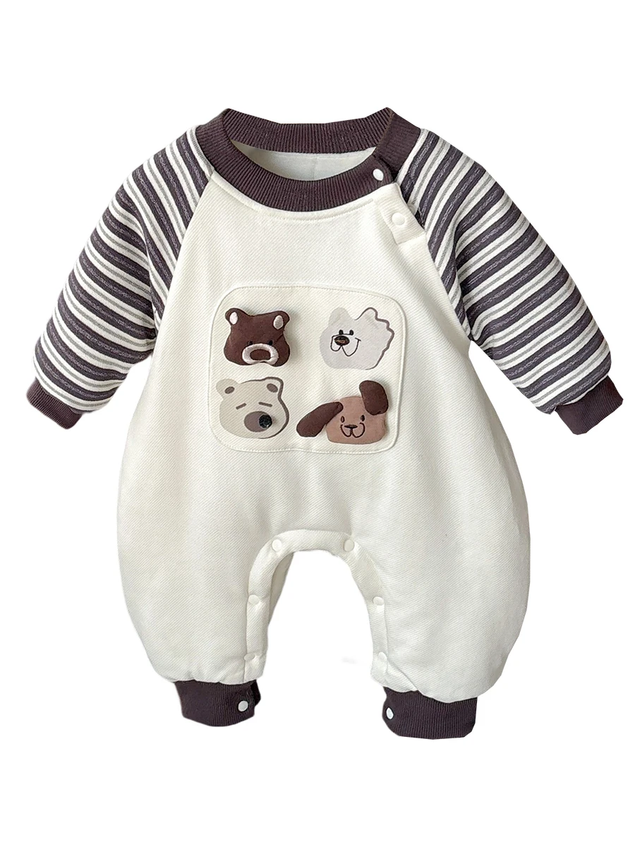 

Adorable Baby Rer Suit Autumn Winter Fce Lined Thiened Korean Sle Casual Cler Clothes Trendy Baby Outfit