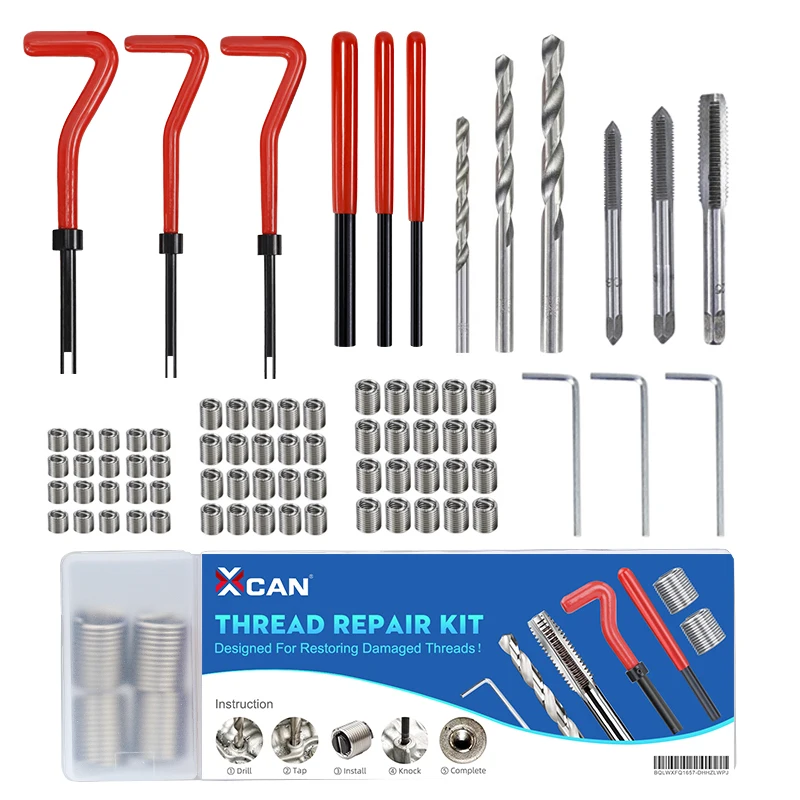 25/75/131Pcs Thread Repair Tool Set M2 M3 M4 M5 M6 M8 M10 M12 M14 M16 Screw Thread Insert for Restoring Damaged Helicoil Kit