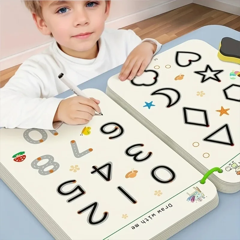 Pen Control Training Book for Kids Early Education Basic Handwriting Practice Kindergarten Erasable Paper Fun Baby Learning