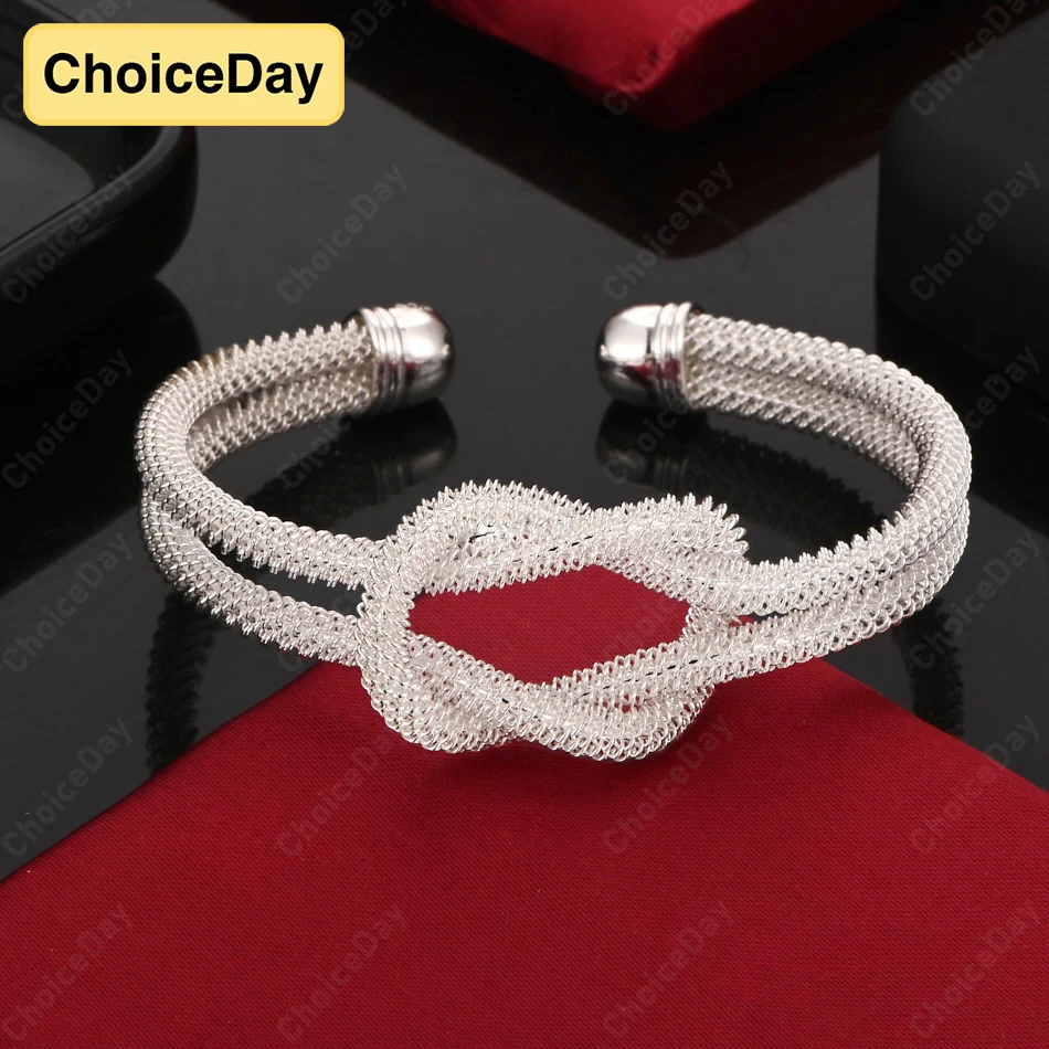

ChoiceDay 925 Sterling Silver Luxury Knotted Fashion Bracelet Women Jewelry Accessories Gift Party Charm