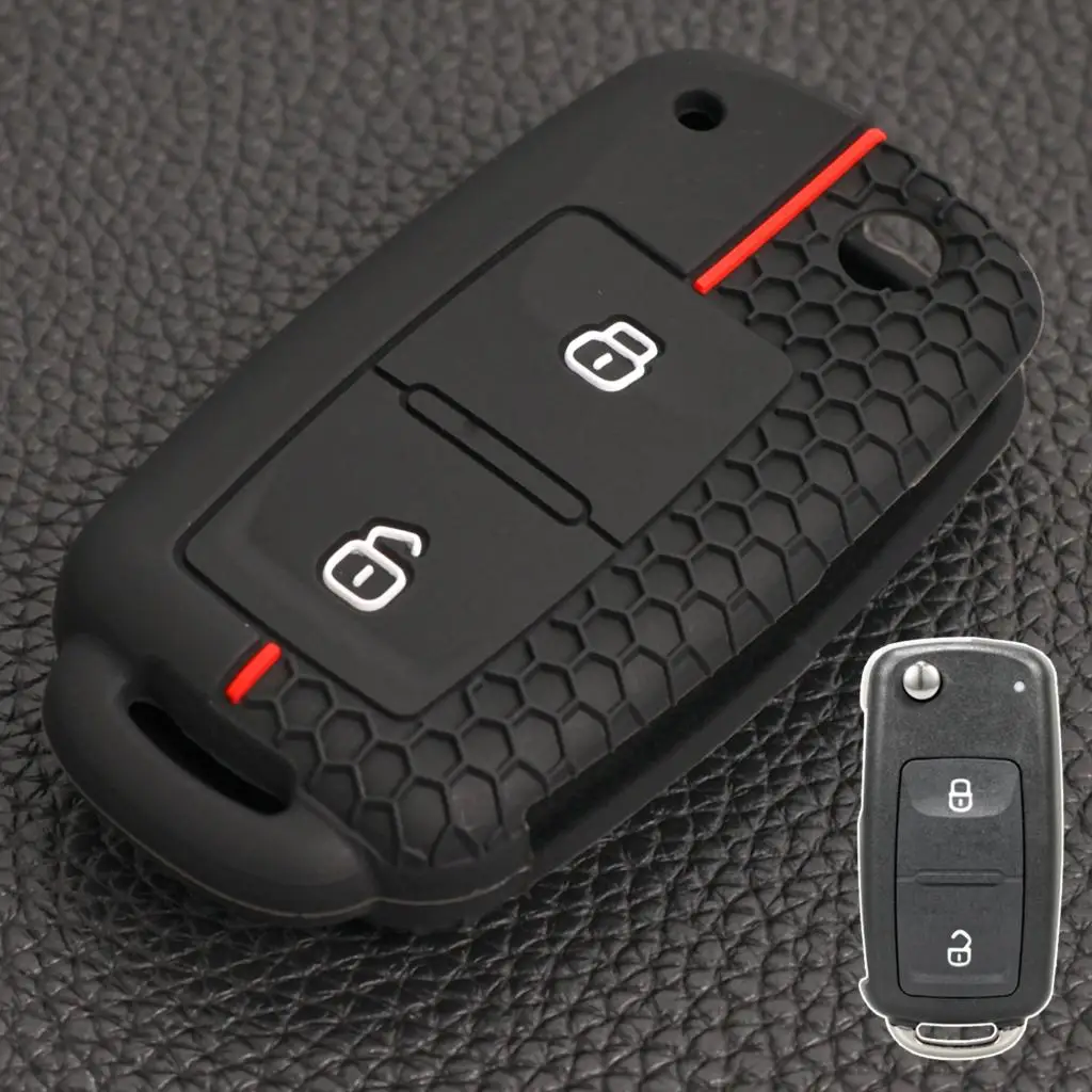 For Volkswagen Golf Polo Lupo Passat Sharan Amarok Transporter 2 Button Remote Flip Silicone Key Car Case Cover Shell Holder