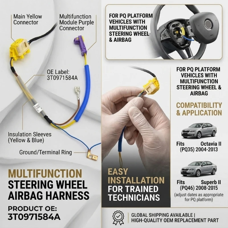 A2UC Robust Plastic Steering Control Harness 3T0971584A Simple Installs for Multiple Automotives PQ Vehicle Electronics