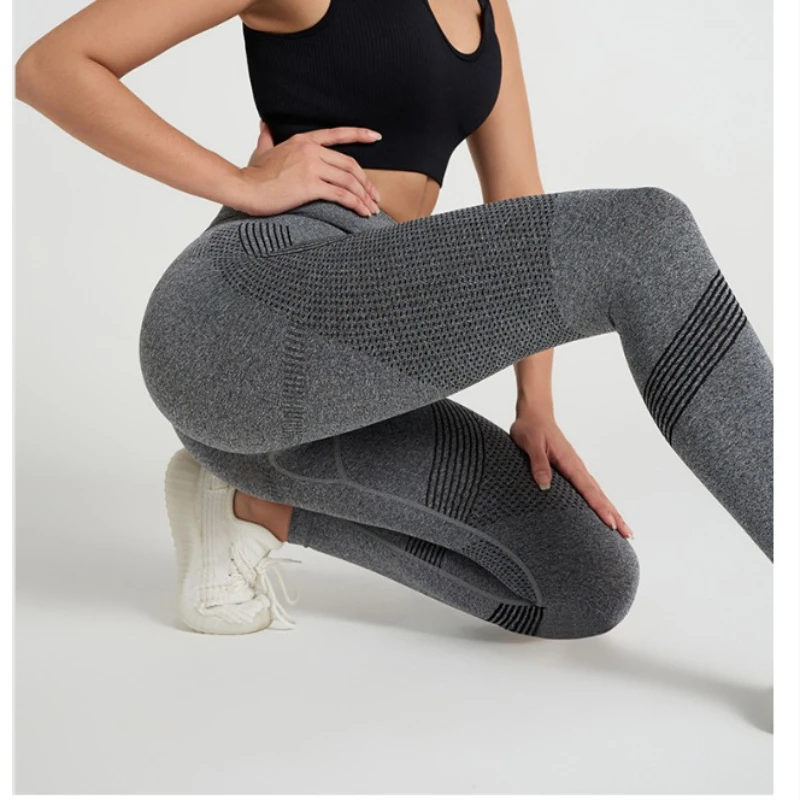 Women's Seamless Sports Leggings Sexy Lines Yoga Pants Slimming Elastic Fitness Plus Size Yoga Pants Quick Drying Long Pants
