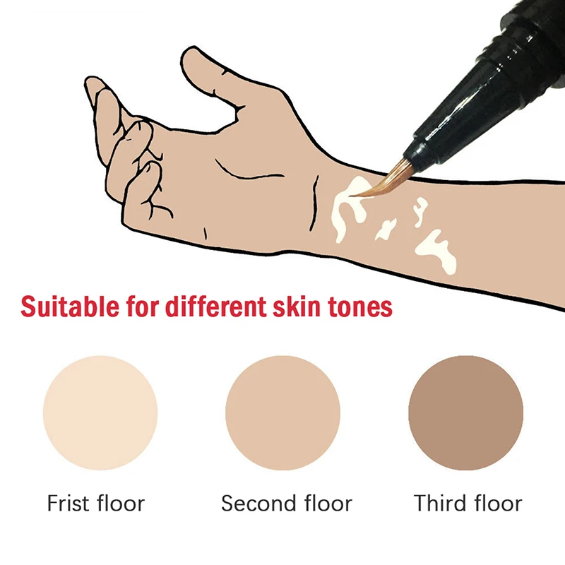 Vitiligo Leukoderma Covering Pen Waterproof Concealer Cream Liquid Women Men Face Discolored Skin Vitiligo Patches Makeup