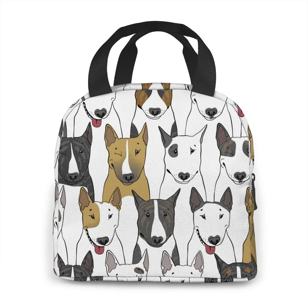 NOISYDESIGNS Bull Terrier Prints Thermal Food Picnic Bag Lunch Bags for Women Portable Insulated Warm Cooler Handbags Kids Men