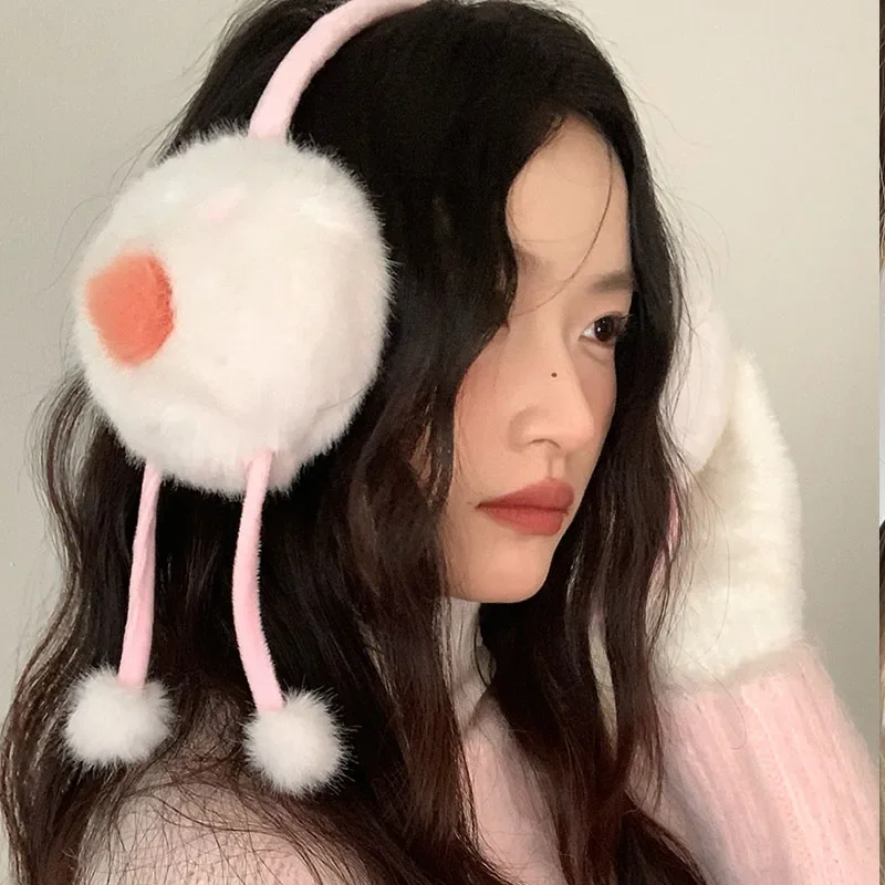 Cute Snowman Earmuffs Winter accessories women Cold proof and windproof keep warm outdoor ride fold Y2K Earprotection headphones