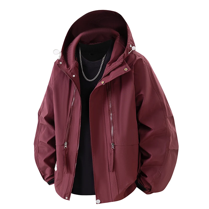 

Spring Jackets Men Waterproof Korean Fashion Unisex Hooded Windbreaker Multi-Pockets Casual Jackets Oversized Coat Plus Size 8XL