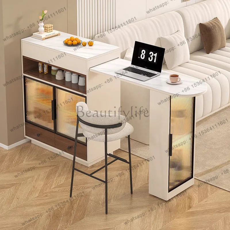 Cream wind medieval bar counter, living room telescopic partition locker, entrance bar counter, dining side integrated cabinet