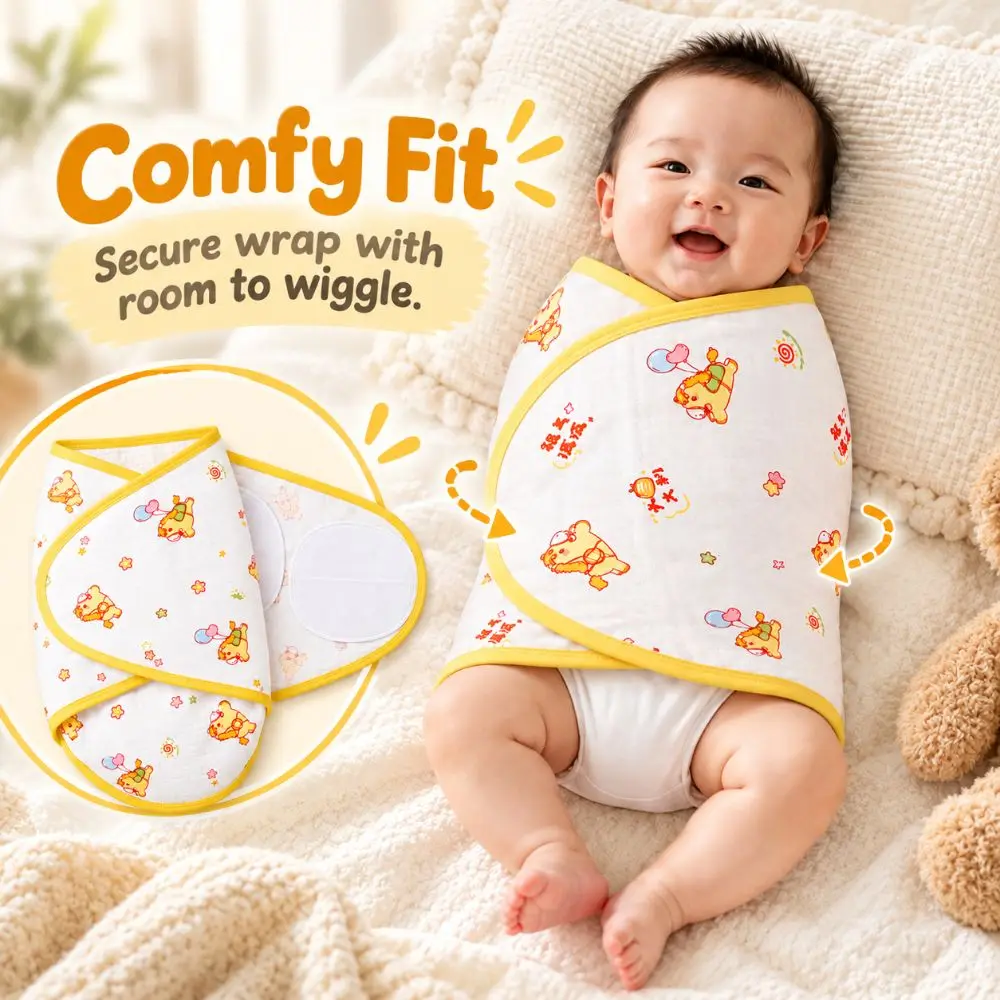 Comfortable Anti-startle Baby Sleeping Bag Cotton Single Layer Newborn Sleep Bag Wrap Cartoon Newborn Wrap