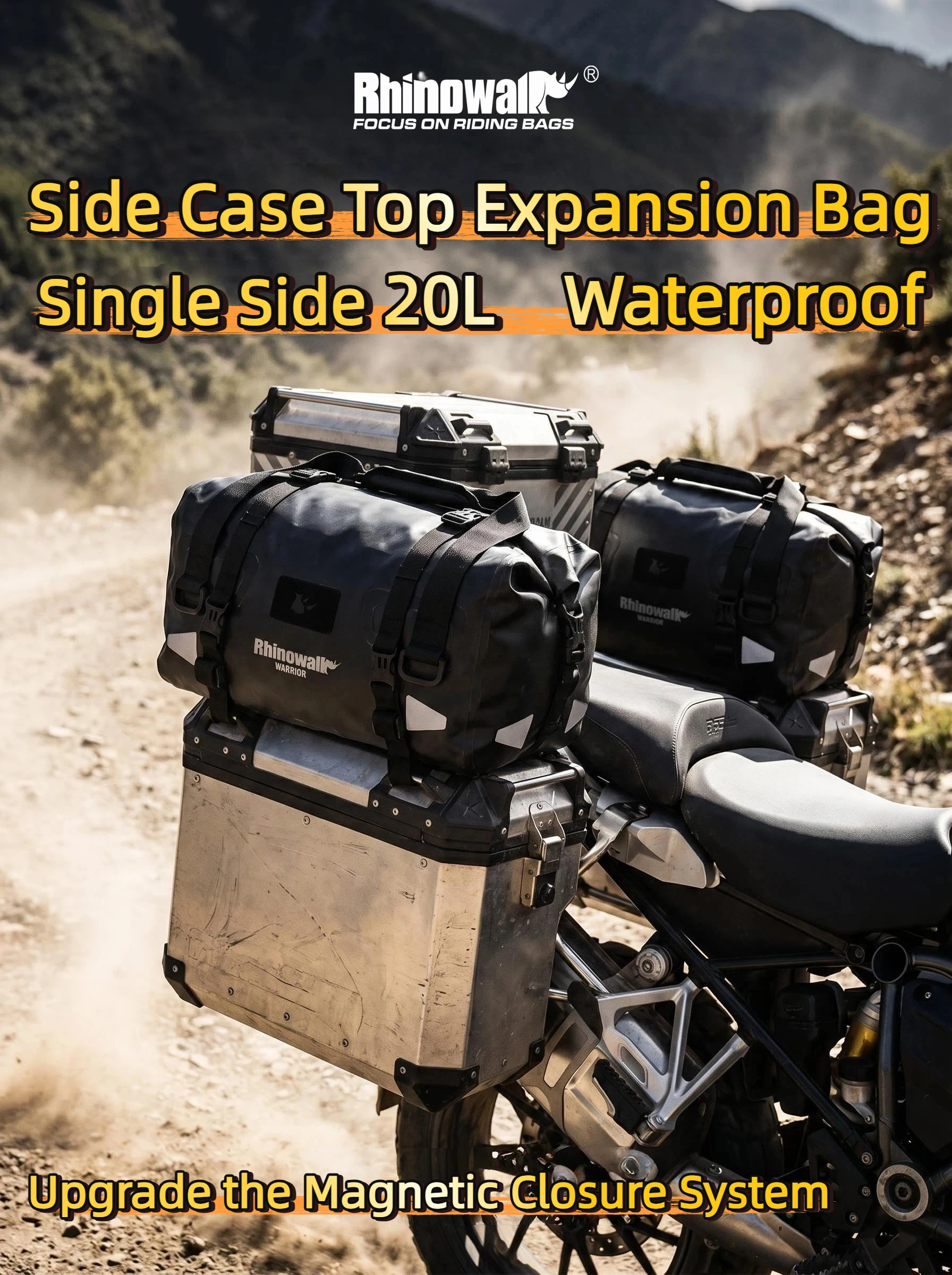 

Rhinowalk Motorcycle Pannier Top Bag 20L Waterproof Side Case Top Expansion Bag ADV Touring Luggage MOLLE Tail Seat Bag Backpack
