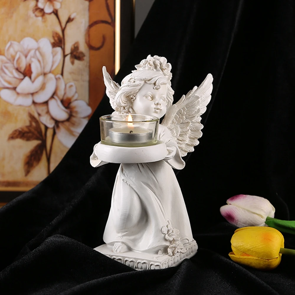

ABHI Angel Resin Tealight Candle Holder Amosphere Candle Display Stand Wedding Party Table Decor Candlestick