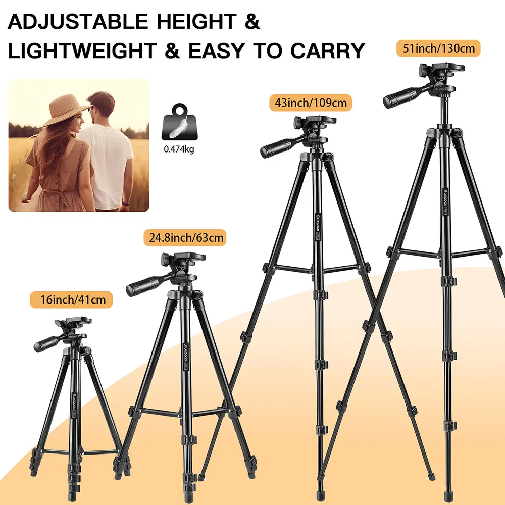 UEGOGO Q130 Professional Tripod For Phone 130cm Video Recording Phone Tripod Stand for Universal Camera Phone Photography Stand