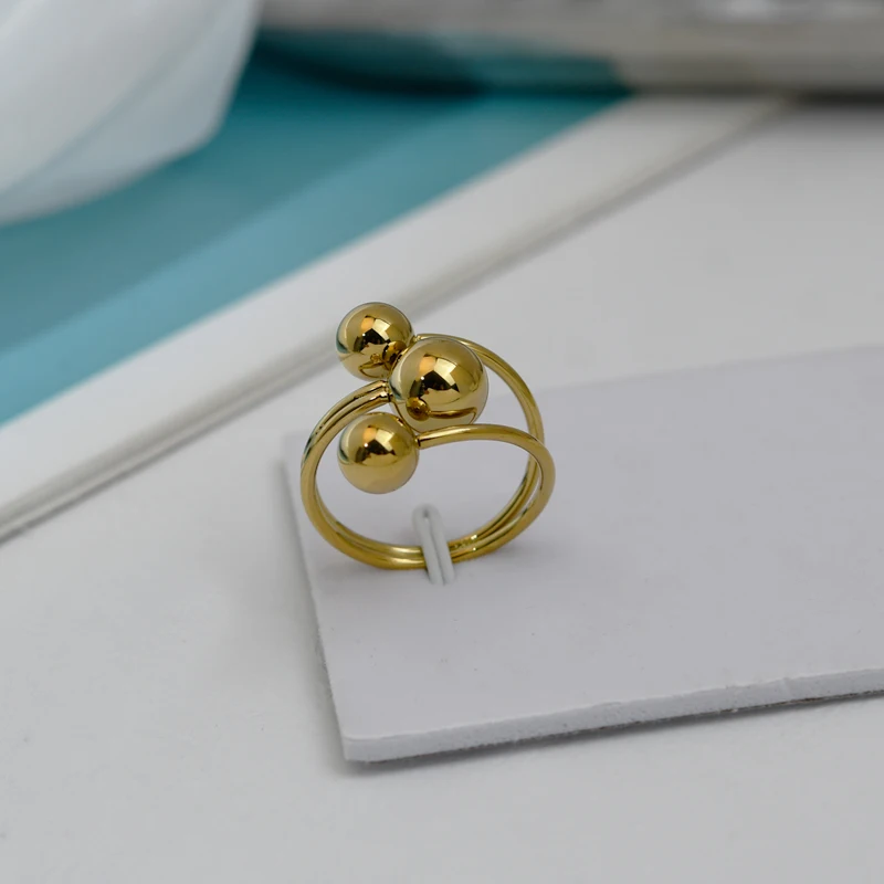 

Exaggerated round Bead Ring for Women Titanium Steel Faion Jewelry Index Finger Ring mat Design Casual Wear