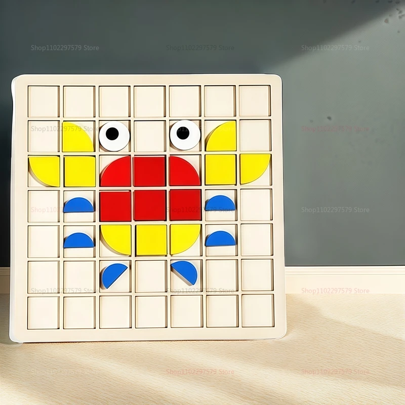 Colorful Geometric Shapes Puzzle Toys 120Pcs Wooden Blocks Kids Montessori Games Educational Toddler Gift Creative Learning Play