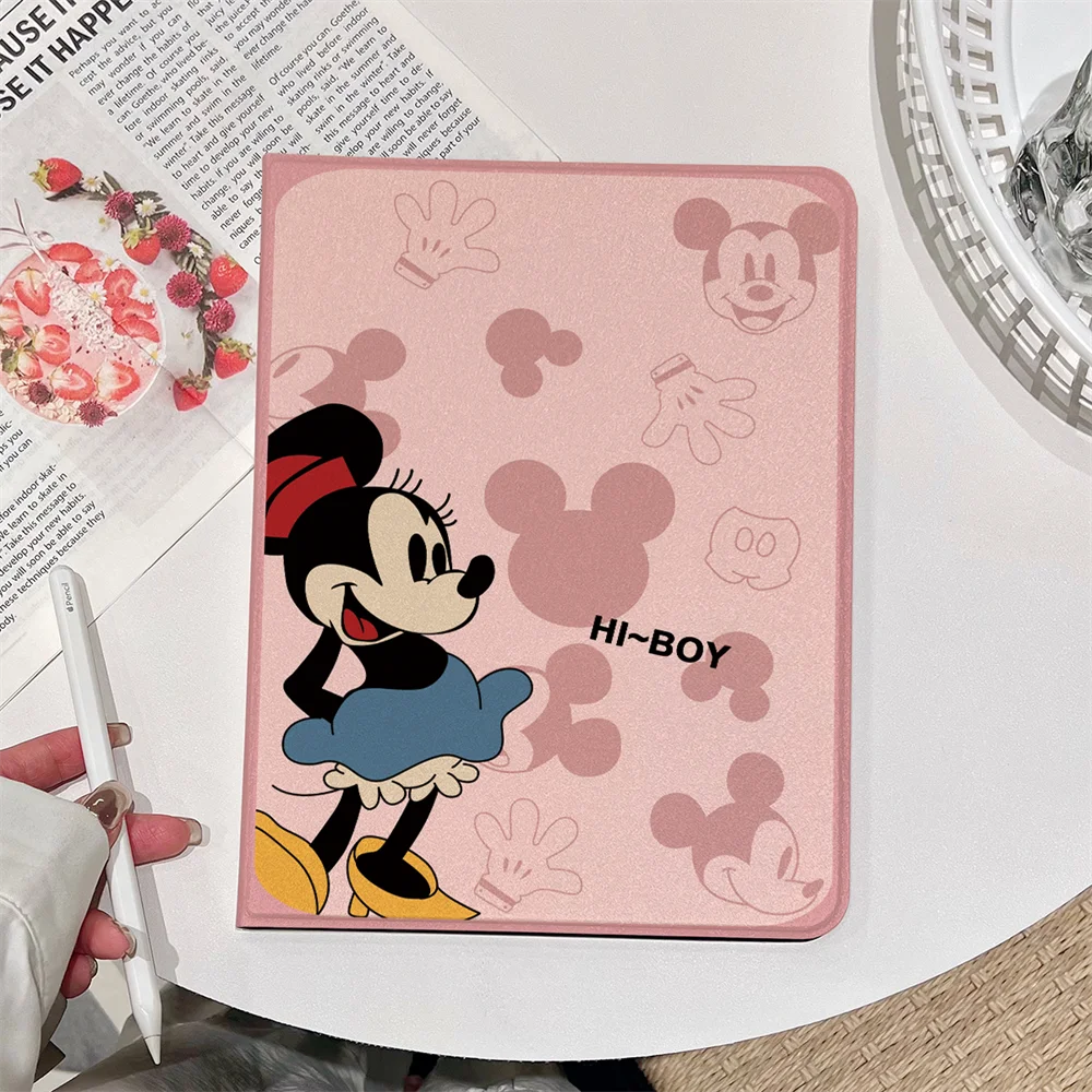 

Minnie Case For iPad 2025 Air 11 2024 Pro11 11th(A16) Air 4/5th 10.9 7/8/9 10.2in 10th mini 6 7 5 4 9.7 Cover With Pen Holder