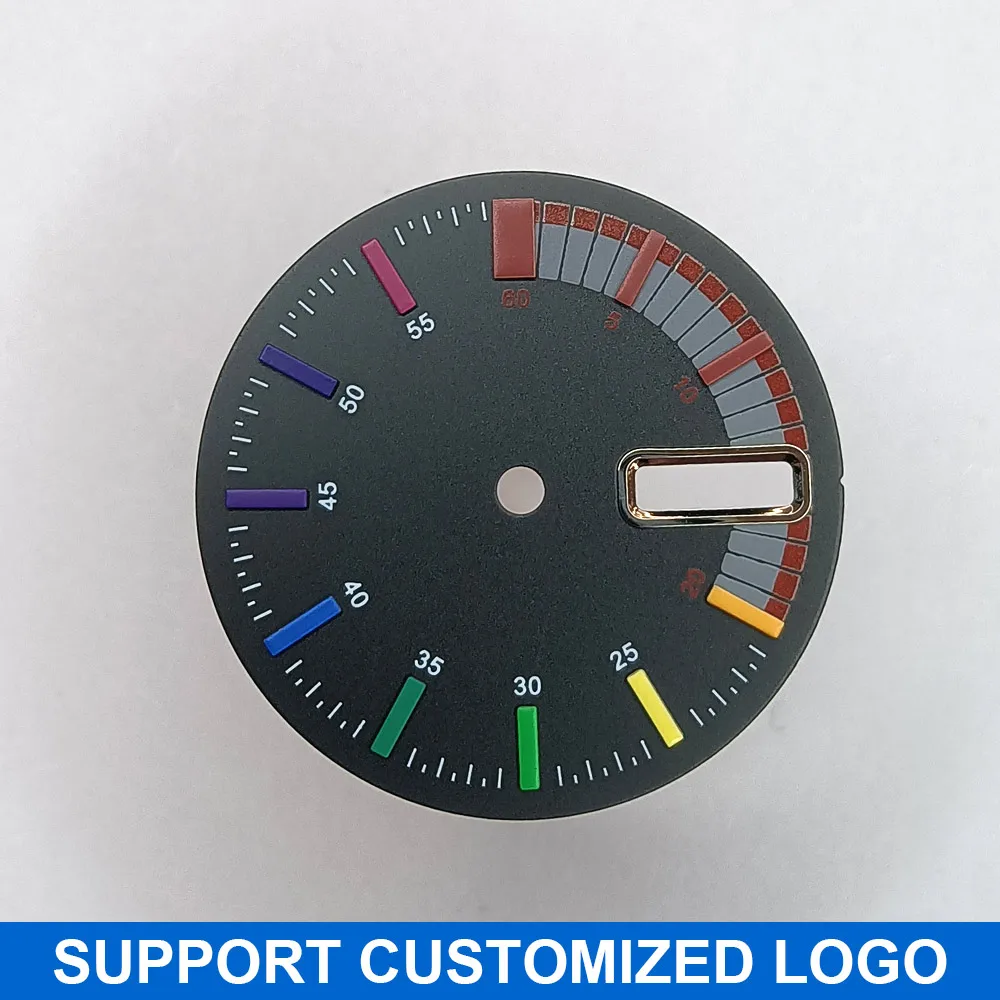 Dial 28.5Mm Dial Bercahaya Cocok untuk Modifikasi Bagian Perakitan Jam Tangan Mekanis Pergerakan NH-36 LOGO/Nama Kustom