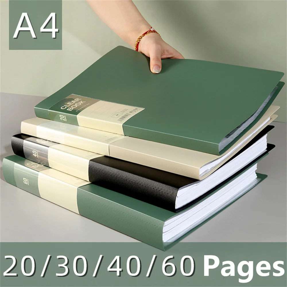 20/30/40/60 Pages A4 Side Transparent Thickening Folder High Quality Multi-layer File Cover Office School Supplies