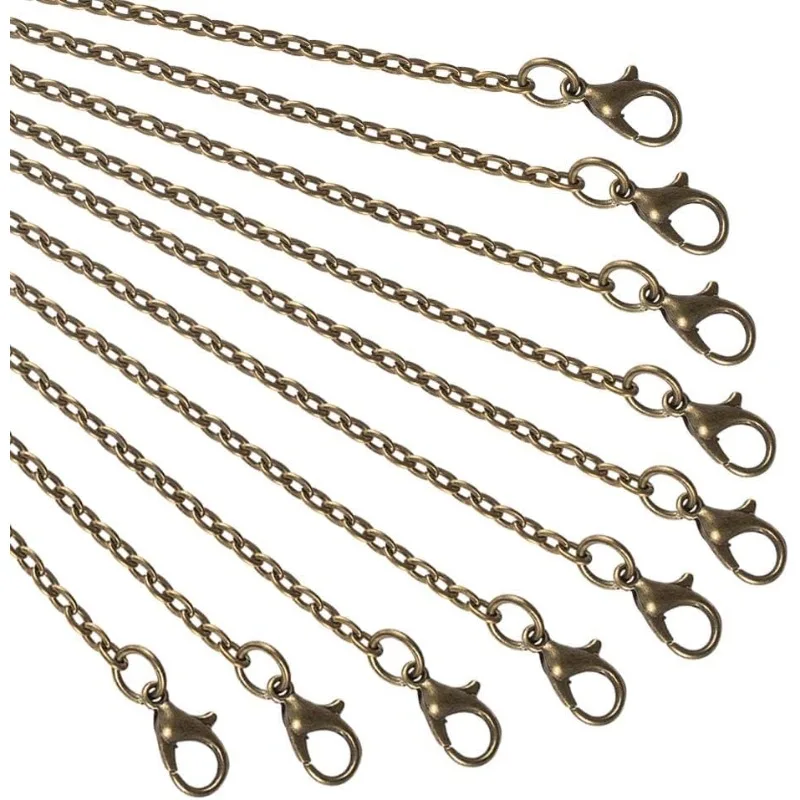 10 Strands Antique Bronze Chain Iron Wire Chain with Lobster Clasp Chain Necklace for Pocket Watches Design Necklace DIY