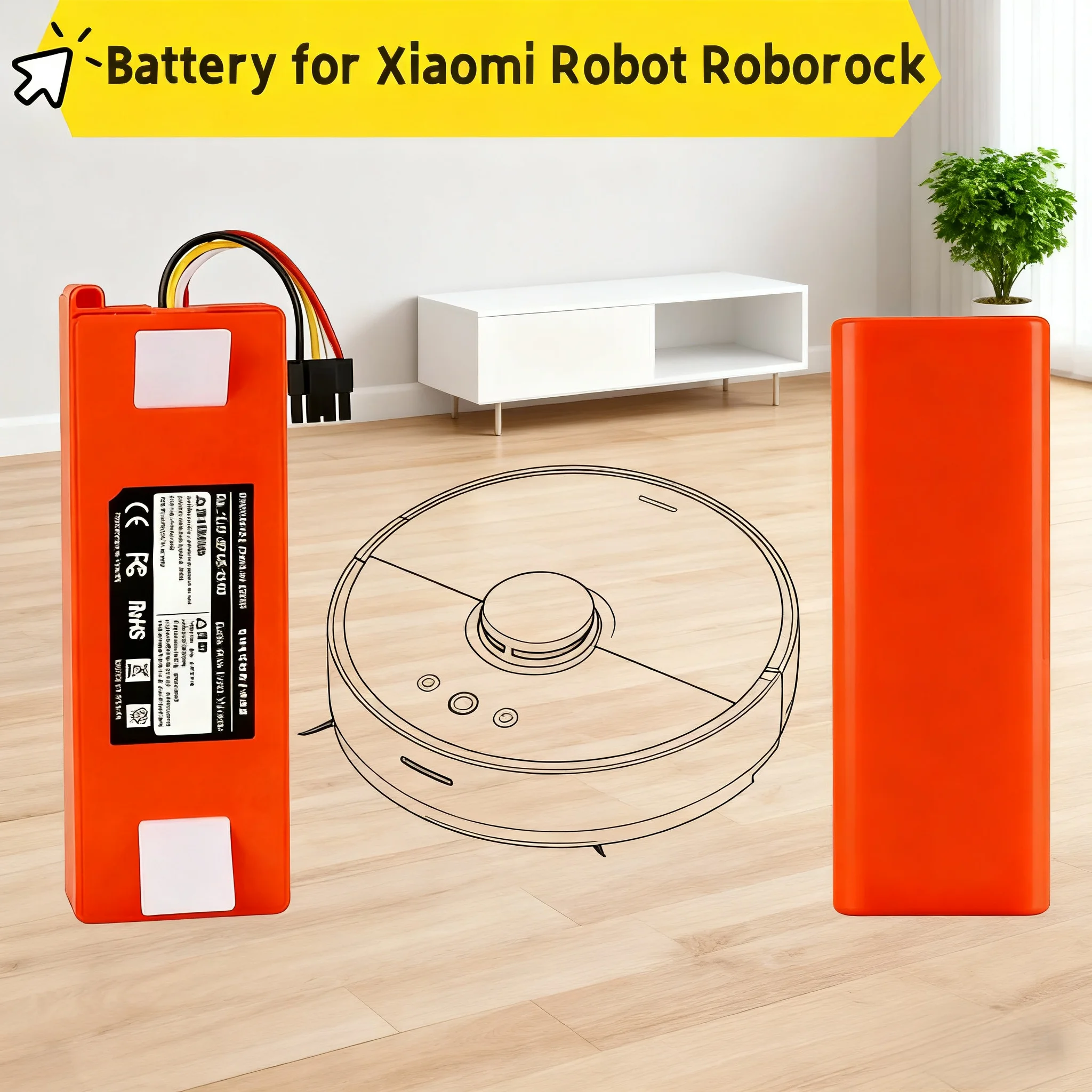 

⚡️Genuine Replacement Battery BRR-2P4S-5200D for XIAOMI 1S 1ST Roborock SDJQR01RR Sweeping Mopping Robot Vacuum⚡️